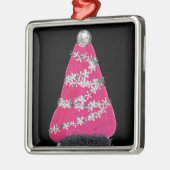 Glam Roze Kerstboom Metalen Ornament (Links)