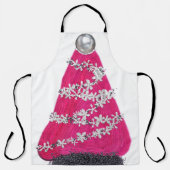 Glam Roze Kerstboom Schort (Voorkant)