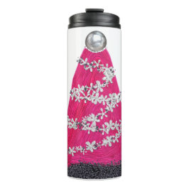 Glam Roze Kerstboom Thermosbeker