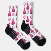 Glam roze kerstflamingo's sokken (Rechts)