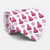 Glam roze kerstflamingo's stropdas (Opgerold)