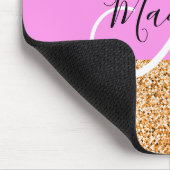 Glam Roze & Koper Glitter Vonken Monogram Naam Muismat (Hoek)