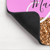 Glam Roze & Koper Glitter Vonken Monogram Naam Muismat (Hoek)