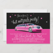 Glam Roze Limo Bat Mitzvah Feest Kaart (Voorkant)