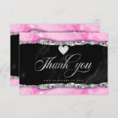 Glam Roze Marble Edge Business - Hartelijk dank - Bedankkaart (Voorkant / Achterkant)