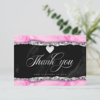 Glam Roze Marble Edge Business - Hartelijk dank -  Bedankkaart