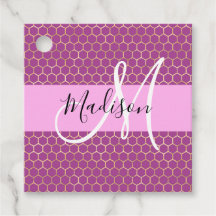 Glam Roze Metaalroze Honingraat Monogram Naam