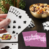 Glam Roze Metaalroze Honingraat Monogram Naam Pokerkaarten (Insitu)