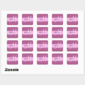 Glam Roze Metaalroze Honingraat Monogram Naam Vierkante Sticker (Vel)