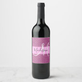 Glam Roze Metaalroze Honingraat Monogram Naam Wijn Etiket (Voorkant)