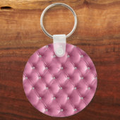 Glam roze namaak fluweel luxe naam sleutelhanger (Achterkant)