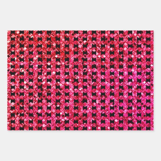 Glam Roze Paarse Rode Pareltjes Flashy Fun Diamond Inpakpapier Vel (Voorkant 3)