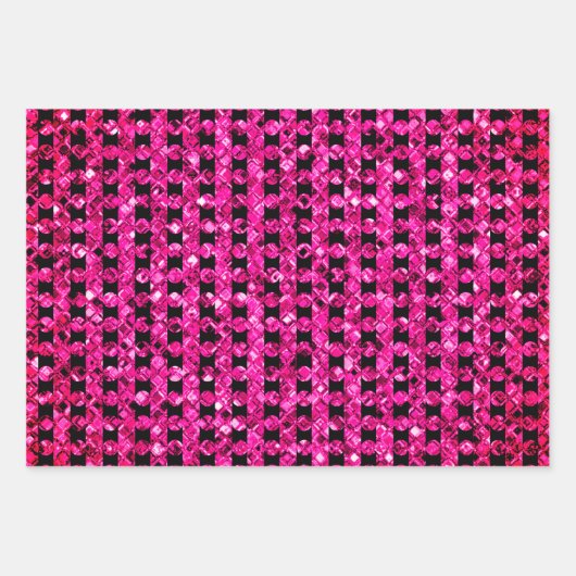 Glam Roze Paarse Rode Pareltjes Flashy Fun Diamond Inpakpapier Vel (Voorkant)