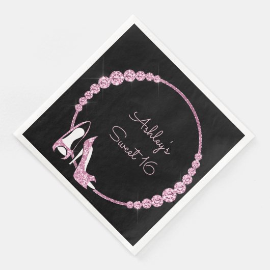 Glam Roze pompen en diamanten - Aangepast Servet (Hoek)