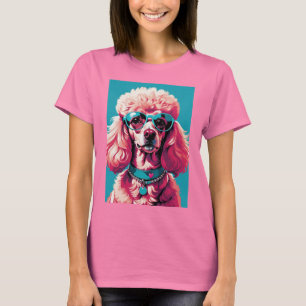 Glam Roze Poodle In Teal Zonnebril & Hart Callor T-shirt