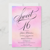 Glam roze regenboog holografisch script chic Sweet Kaart (Voorkant)
