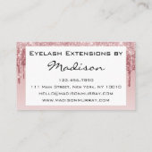 Glam roze Rose Gold Glitter Drift Eyelash Visitekaartje (Achterkant)
