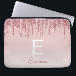 Glam Roze Rose Gold Glitter Drift Sparkle Monogram Laptop Sleeve<br><div class="desc">Blush Roze - Roos Gold Faux Drijvende glitter en Sparkle Elegant Monogram Computer Hoesje. Dit monogrammed hoesje kan worden aangepast om uw initiaal en voornaam te omvatten.</div>
