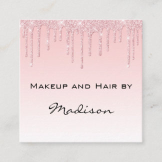 Glam Roze Rose Goud Glitter Drips Make-up Artiest Vierkante Visitekaartje