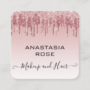 Glam Roze Rose Goud Glitter Druppels Make-up Artie Vierkante Visitekaartje