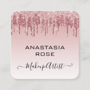 Glam Roze Rose Goud Glitter Druppels Make-up Artie Vierkante Visitekaartje