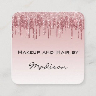 Glam Roze Rose Goud Glitter Druppels Make-up Artie Vierkante Visitekaartje