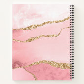 Glam Roze Roze Agat Geode Gouden Script Monogram Notitieboek (Achterkant)