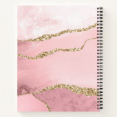 Glam Roze Roze Agate Geode Gouden Script Monogram Notitieboek (Achterkant)