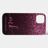 Glam Roze Roze Glitter Modern Script Monogram Naam Case-Mate iPhone Case (Achterkant (horizontaal))