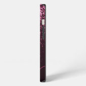 Glam Roze Roze Glitter Modern Script Monogram Naam iPhone Hoesje (Linkerkant)