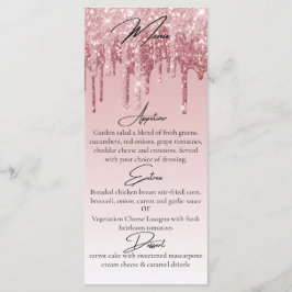 Glam Roze Roze Goud Glitter Drip Elegant Menu