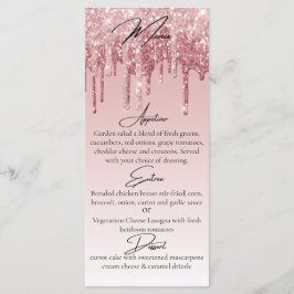 Glam Roze Roze Goud Glitter Drip Elegant Menu