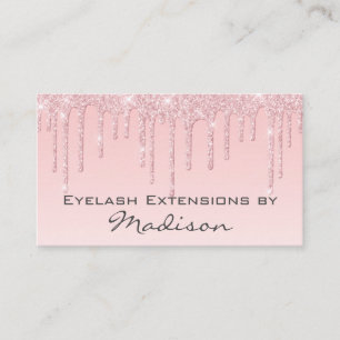 Glam Roze Roze Goud Glitter Druppels Make-up Wimpe Visitekaartje