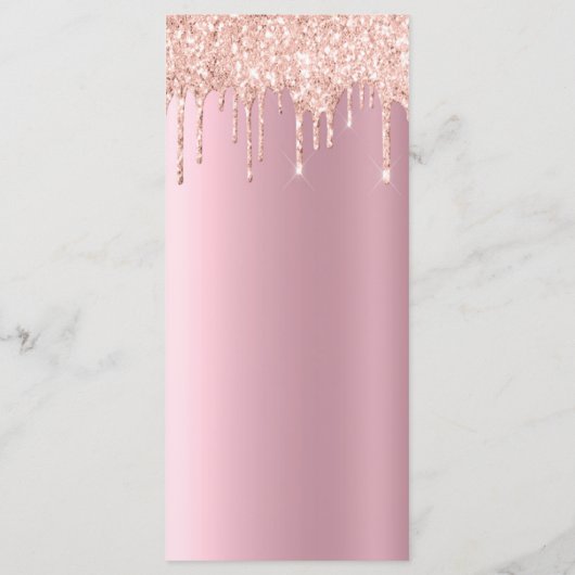 Glam roze roze goudglitterdruppels Birthday Progra Programmakaart (Achterkant)