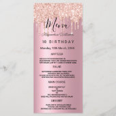 Glam roze roze goudglitterdruppels Birthday Progra Programmakaart (Voorkant)