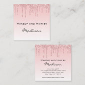 Glam roze roze roodbruine glitter druppelt artiest vierkante visitekaartje (Voorkant / Achterkant)