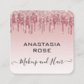 Glam roze roze roodbruine glitter druppelt artiest vierkante visitekaartje (Voorkant)