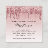 Glam roze roze roodbruine glitter druppelt artiest vierkante visitekaartje (Achterkant)