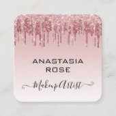 Glam roze roze roodbruine glitter druppelt artiest vierkante visitekaartje (Voorkant)