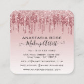 Glam roze roze roodbruine glitter druppelt artiest vierkante visitekaartje (Achterkant)