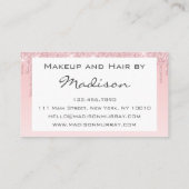 Glam roze roze roodbruine glitter druppelt artiest visitekaartje (Achterkant)
