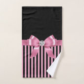 Glam roze roze roze zwarte roze stekripes zwart bad handdoek (Handdoek)