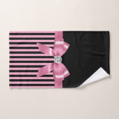 Glam roze roze roze zwarte roze stekripes zwart bad handdoek (Handdoek)