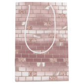 Glam Roze Roze Stenen Bruidsmeisjesfeestje Medium Cadeauzakje (Voorkant)