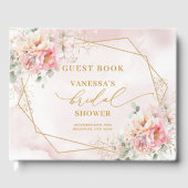 Glam Roze Rozen Gouden Glitter Bruidsmeisjesfeest Gastenboek (Voorkant)