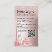 Glam Roze Schoonmaakservice Huishoudelijke QR-code Visitekaartje (Voorkant)