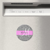 Glam Roze & Silver Glitter Sparkles Monogram Magneet (Insitu (Vaatwasser))