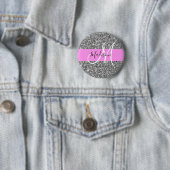 Glam Roze & Silver Glitter Sparkles Monogram Ronde Button 5,7 Cm (In situ)