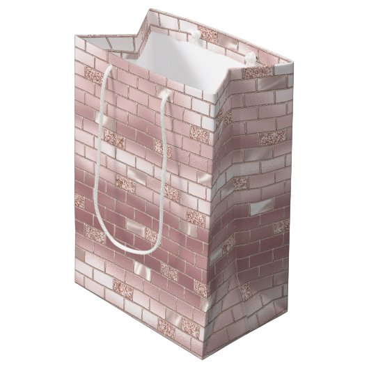 Glam Roze Stenen Bruiloftsfeest  Medium Cadeauzakje (Voorkant Gekanteld)
