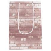 Glam Roze Stenen Bruiloftsfeest  Medium Cadeauzakje (Achterkant)
